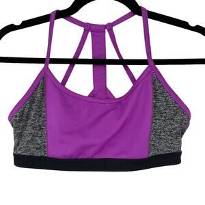 Athleta Running Wild Sports Bra Size Medium Black and Purple‎